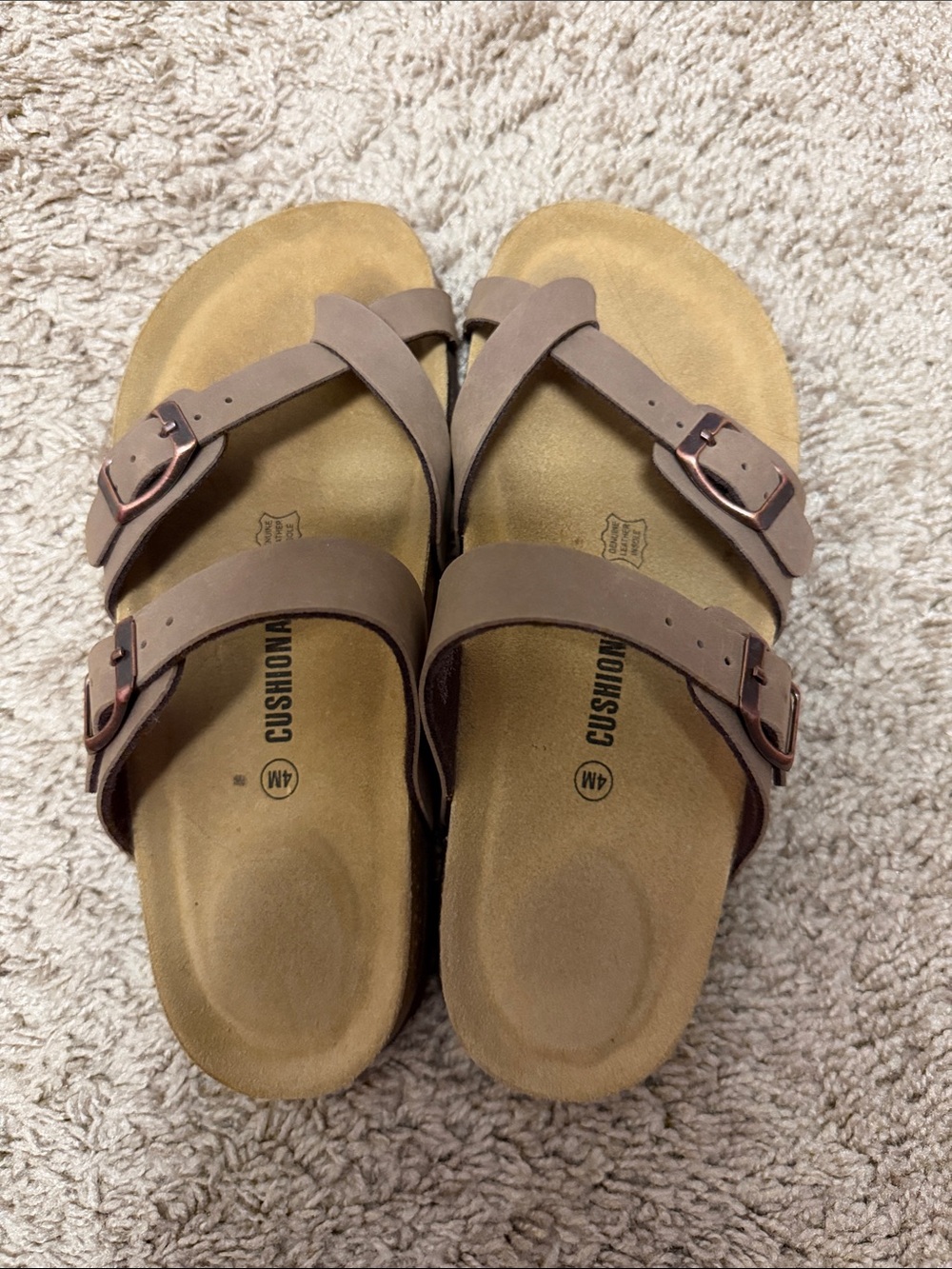Kids Brown Double-Buckle Comfort Sandals